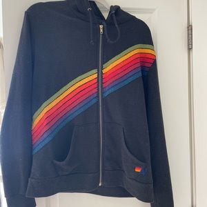 Aviator Nation Stripe Zip Up Hoodie